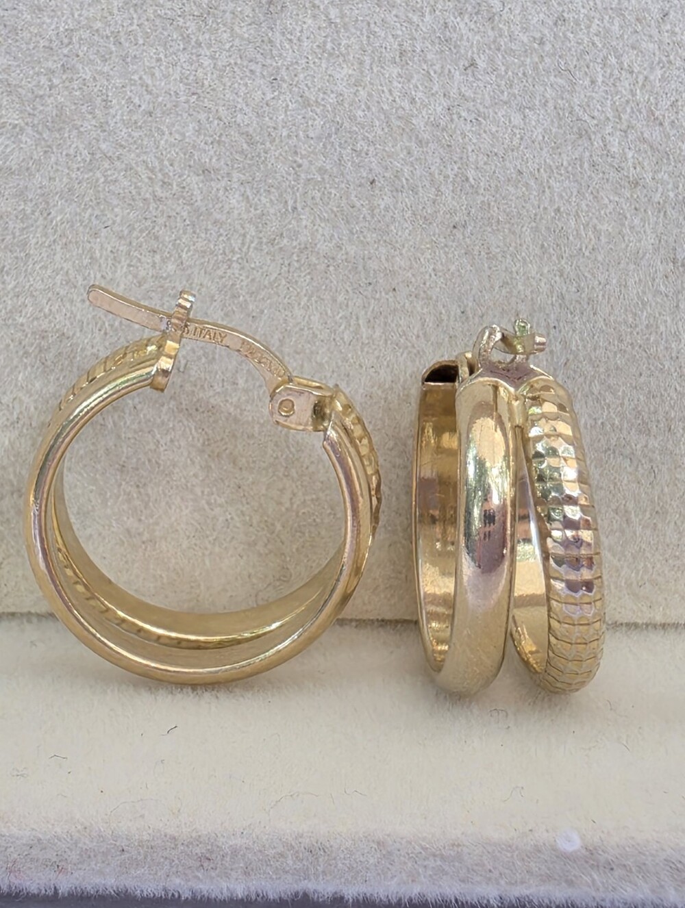 Gold Plated Sterling Silver Double-Hoop Earrings by Dyadema Italy -